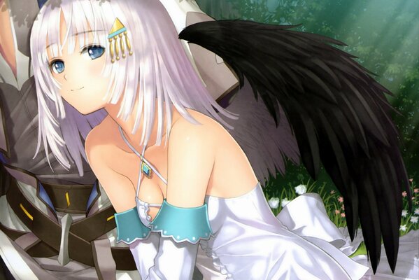 Anime girl with black wings