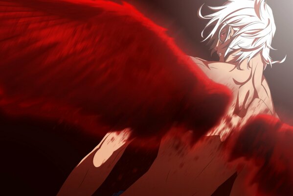 Anime guy with bloody wings