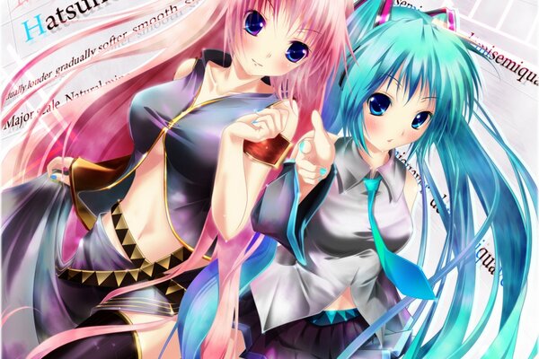 Hatsune miku two girls