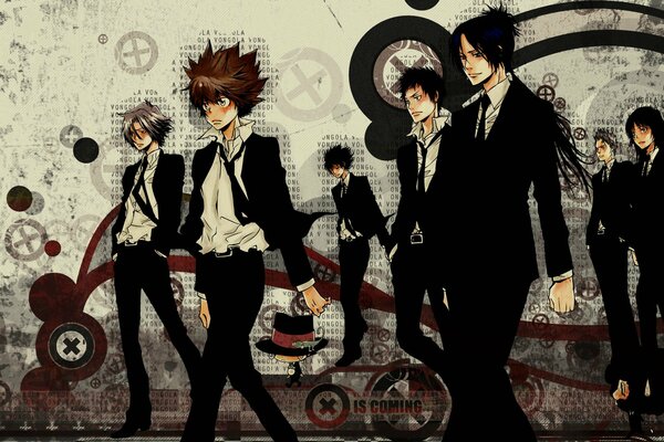The Vongola family in black suits