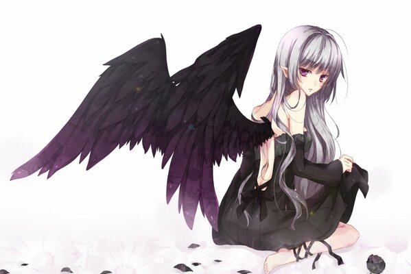 Art of a blonde girl with black wings