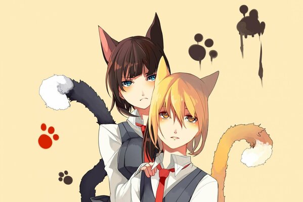 Anime chica gato en uniforme escolar