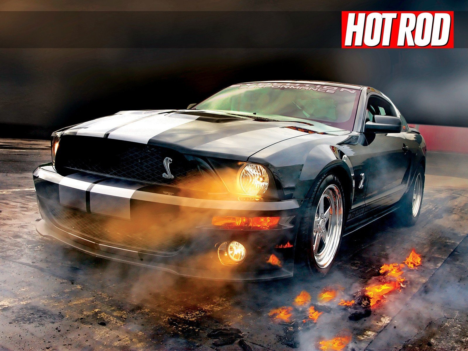 ford mustang shelby gt500 faros humo fuego