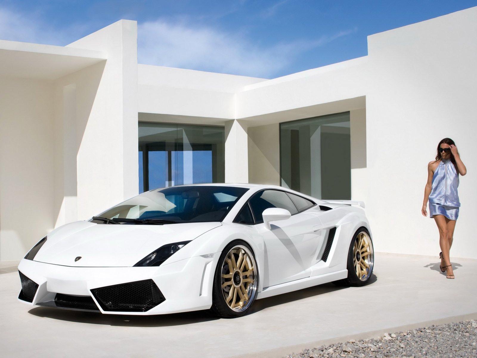 lamborghini blanc voiture de sport fille