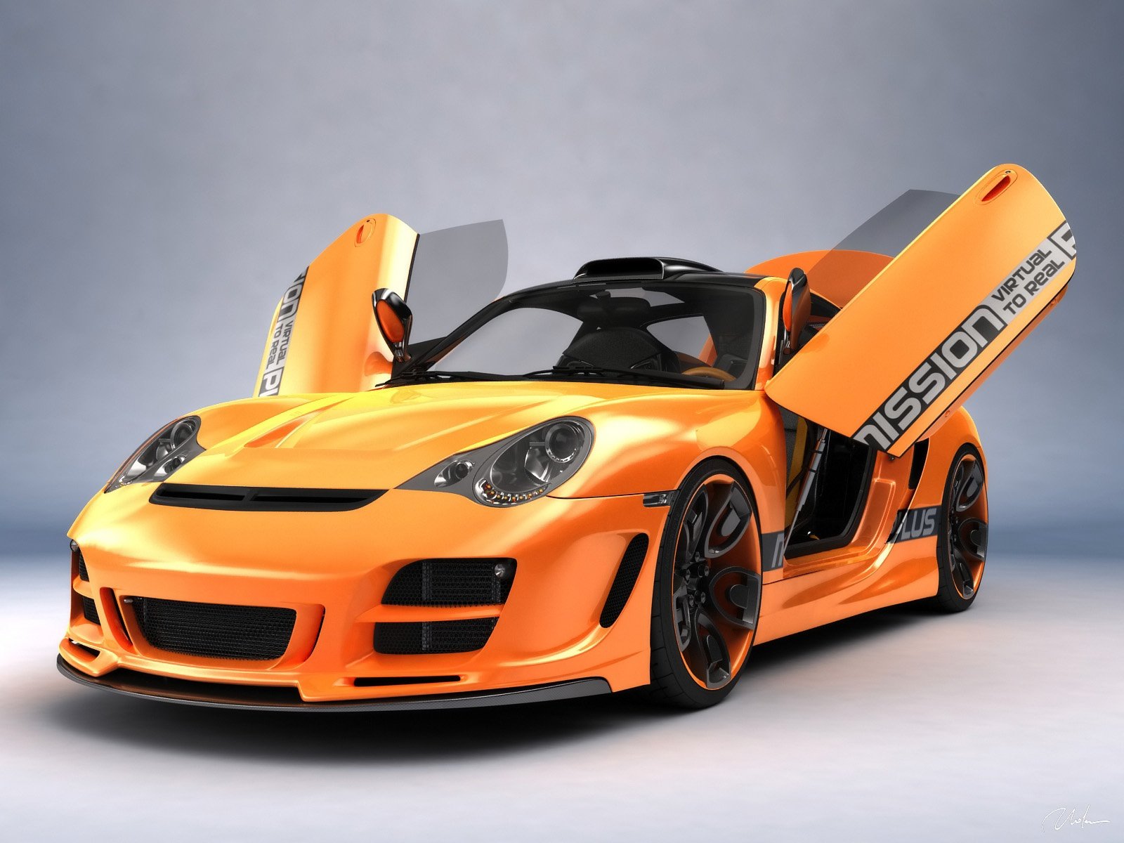 porsche naranja arte