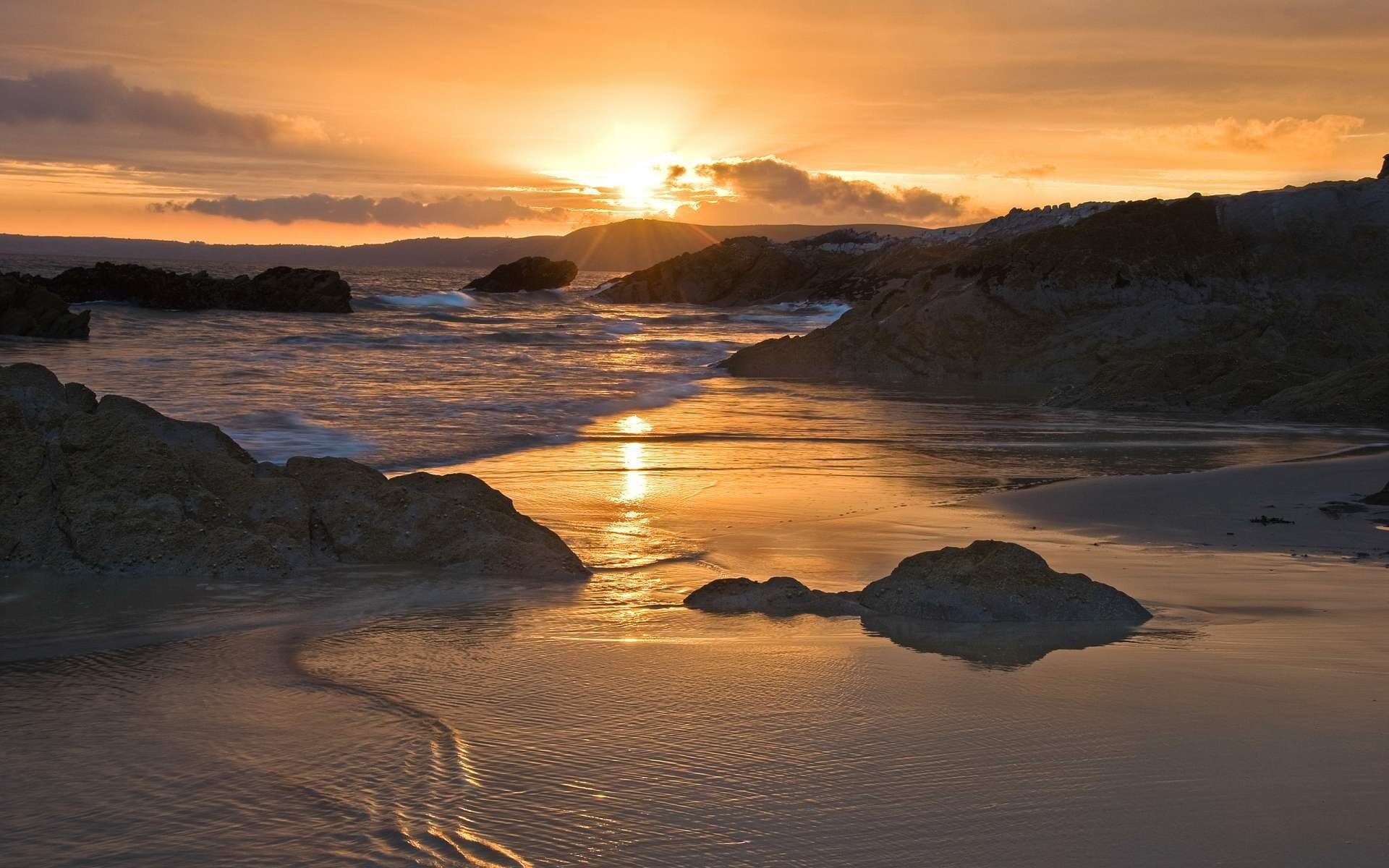 landscape sea beach sunset