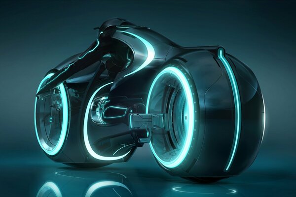 Neon light of a sporty modern motorcycle