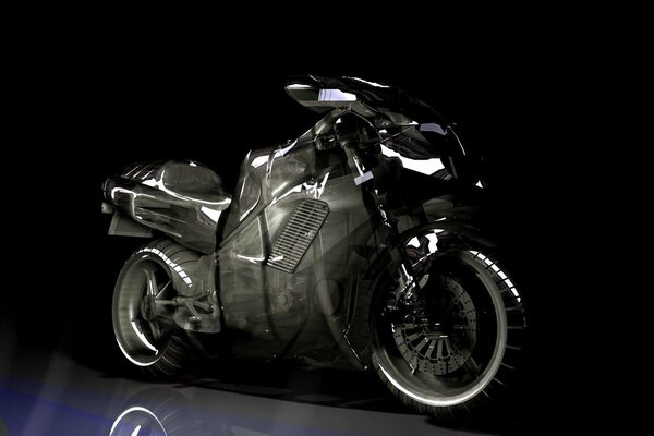 Black Honda motorcycle on a black background