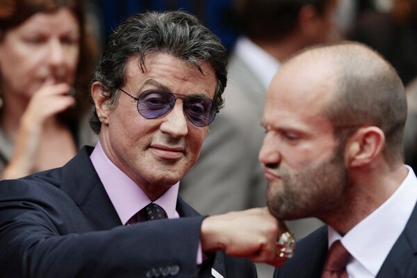 Actors Jason Statham and Sylvester Stallone