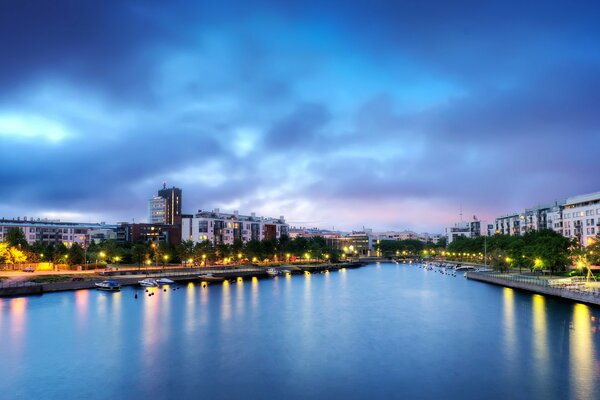 Finnish night city in lights