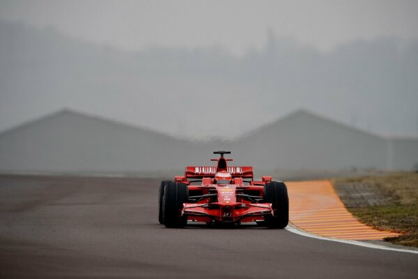 Ferrari F1 on the track front view