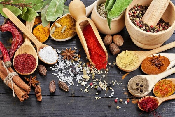 Spices and seasonings from different countries