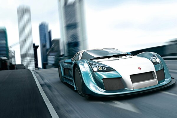 The Apollo sports car is driving out of the city at speed