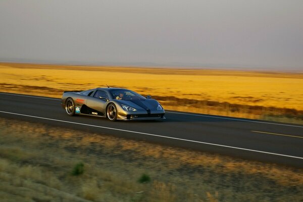 Cars in motion on the road with a background