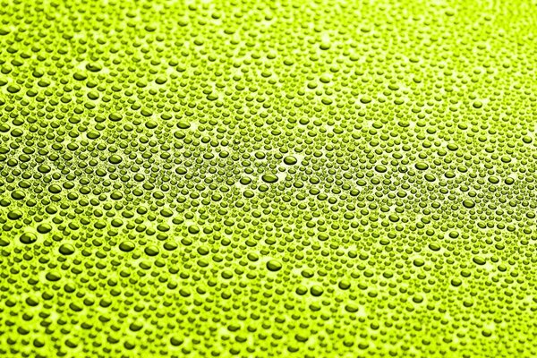 Macro shooting of water droplets on a green background