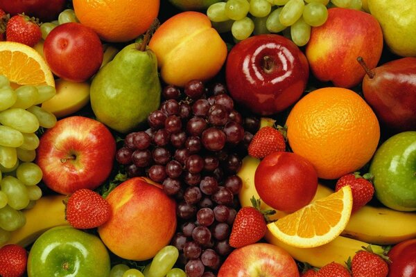 Fruit assortment of apples, grapes and pears