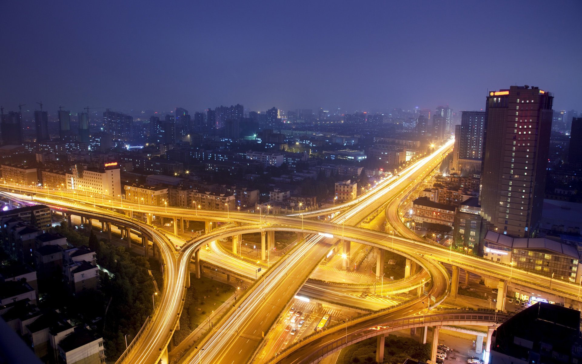 noche carreteras luces