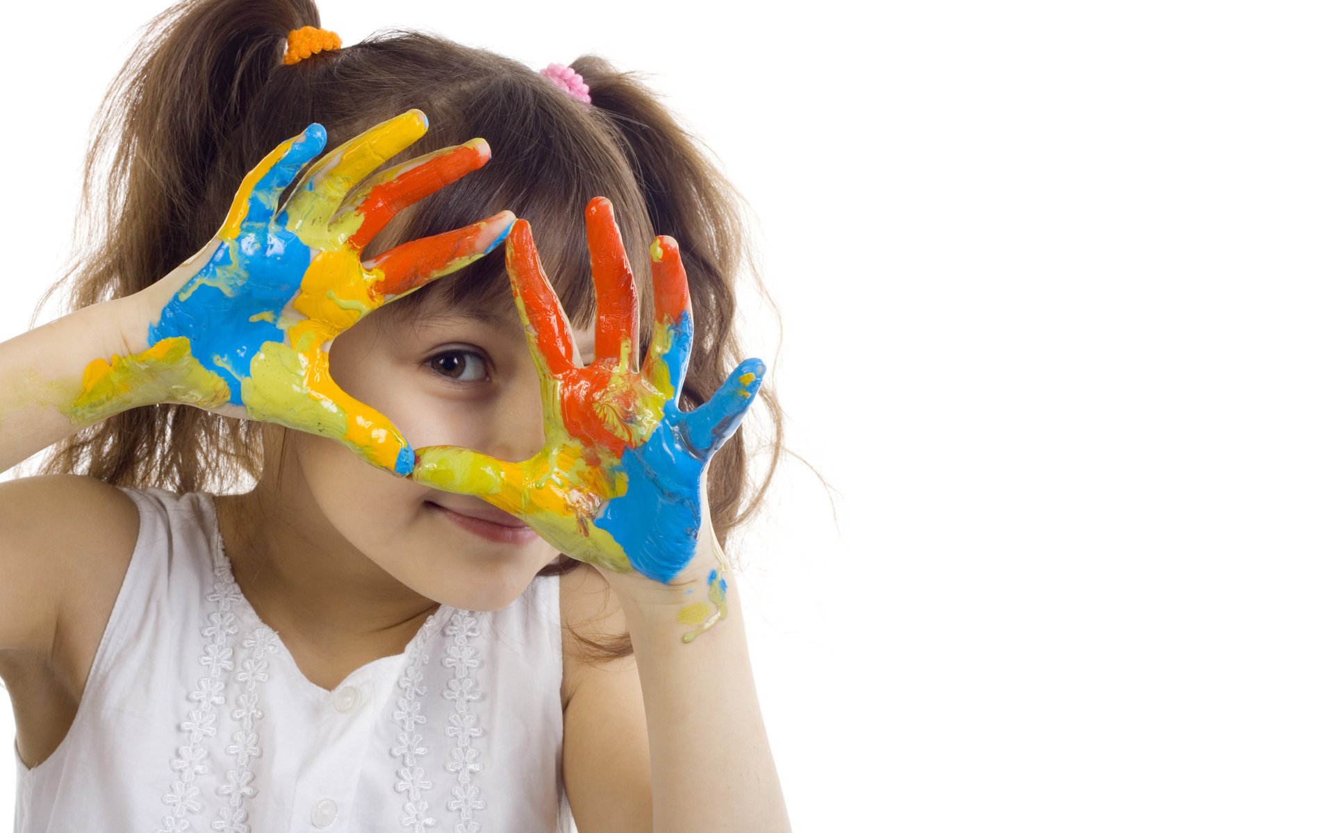 girl child hands paint