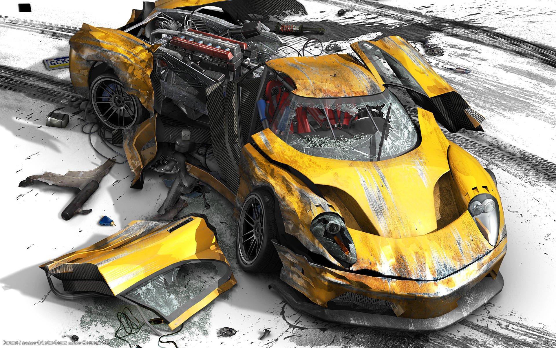 accident crash broken yellow burnout paradise