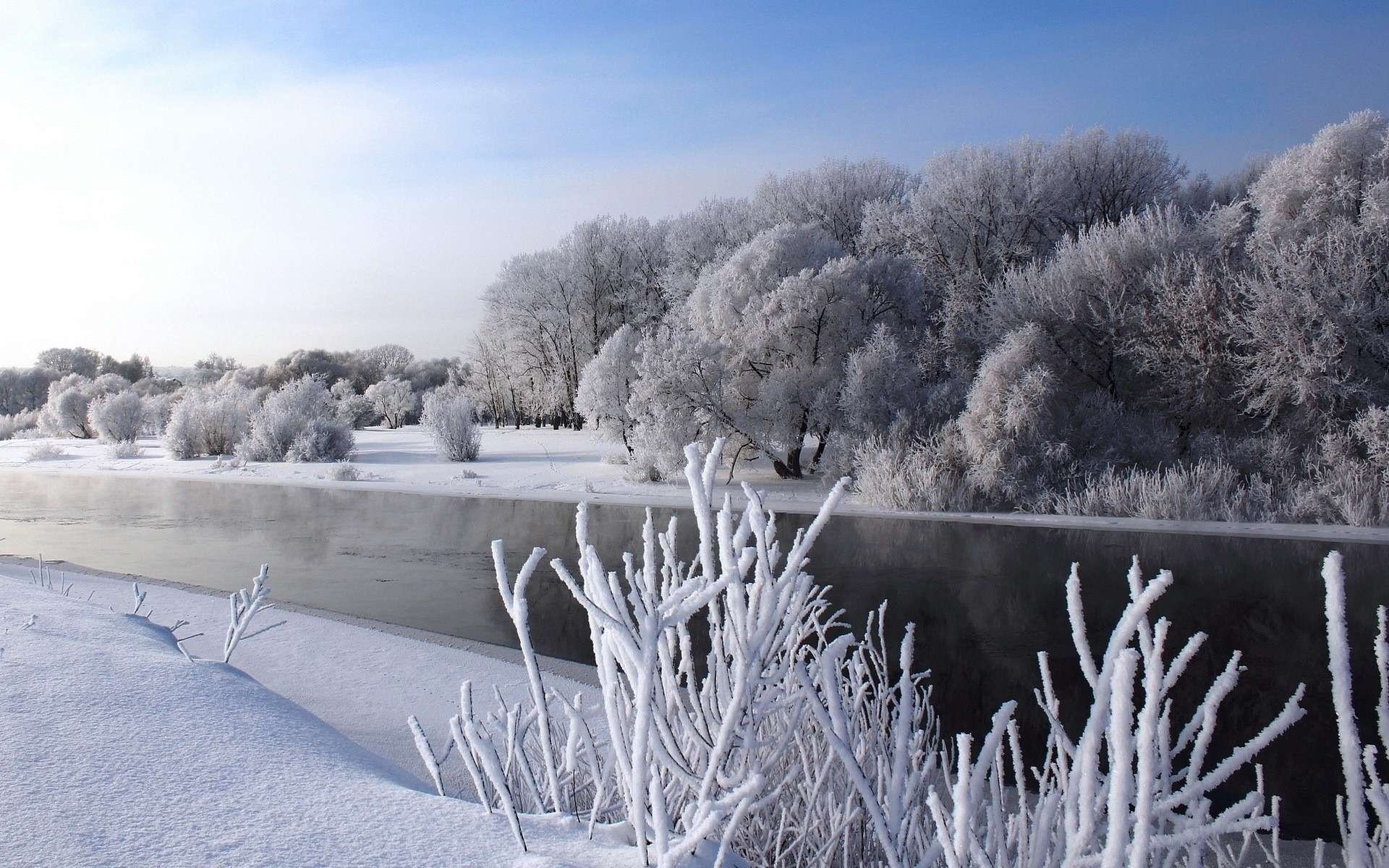 naturaleza nieve río