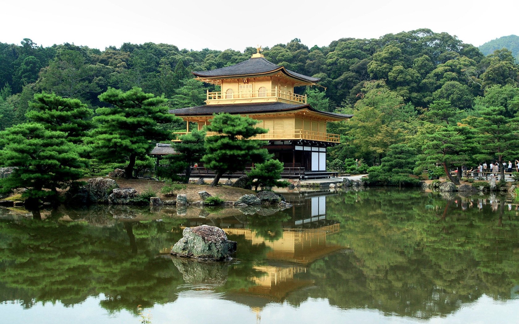 japón árboles río pagoda