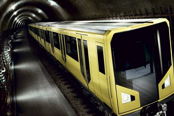 Tunnel del treno della metropolitana giallo