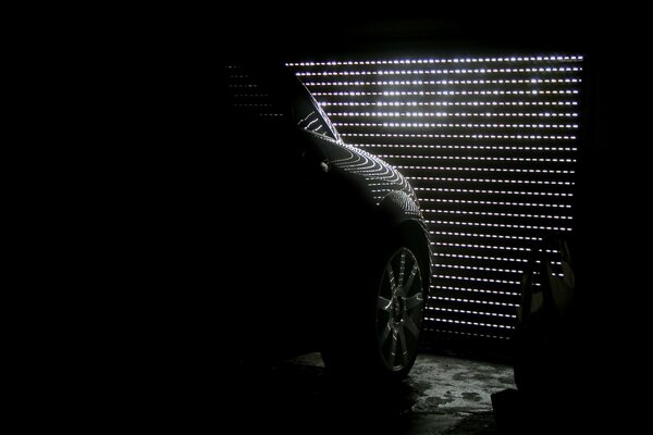 A mysterious car standing in the garage