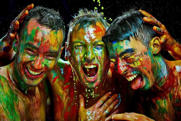 Happy guys from the festival of colors