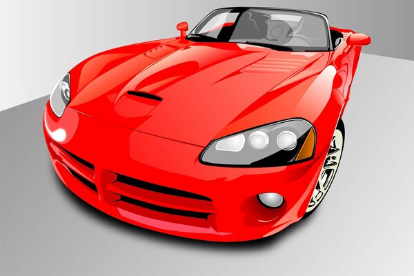Czerwony samochód sportowy patrzy prosto w obiektyw