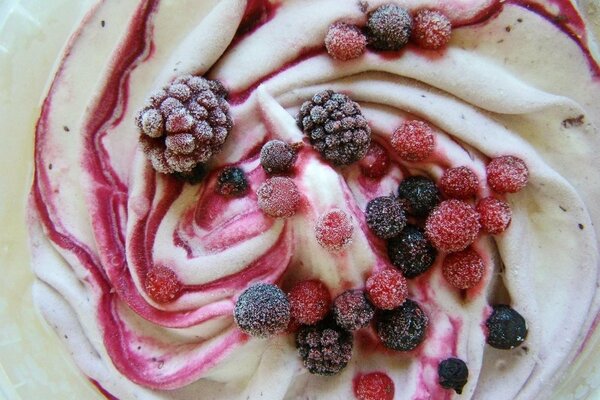 Ice cream with assorted fresh berries