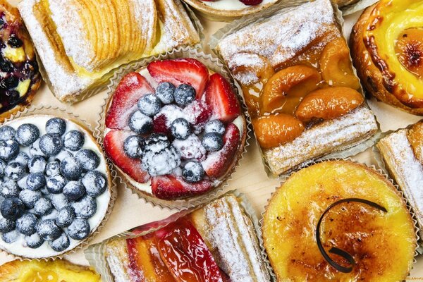 Rich delicious pastries with fruit