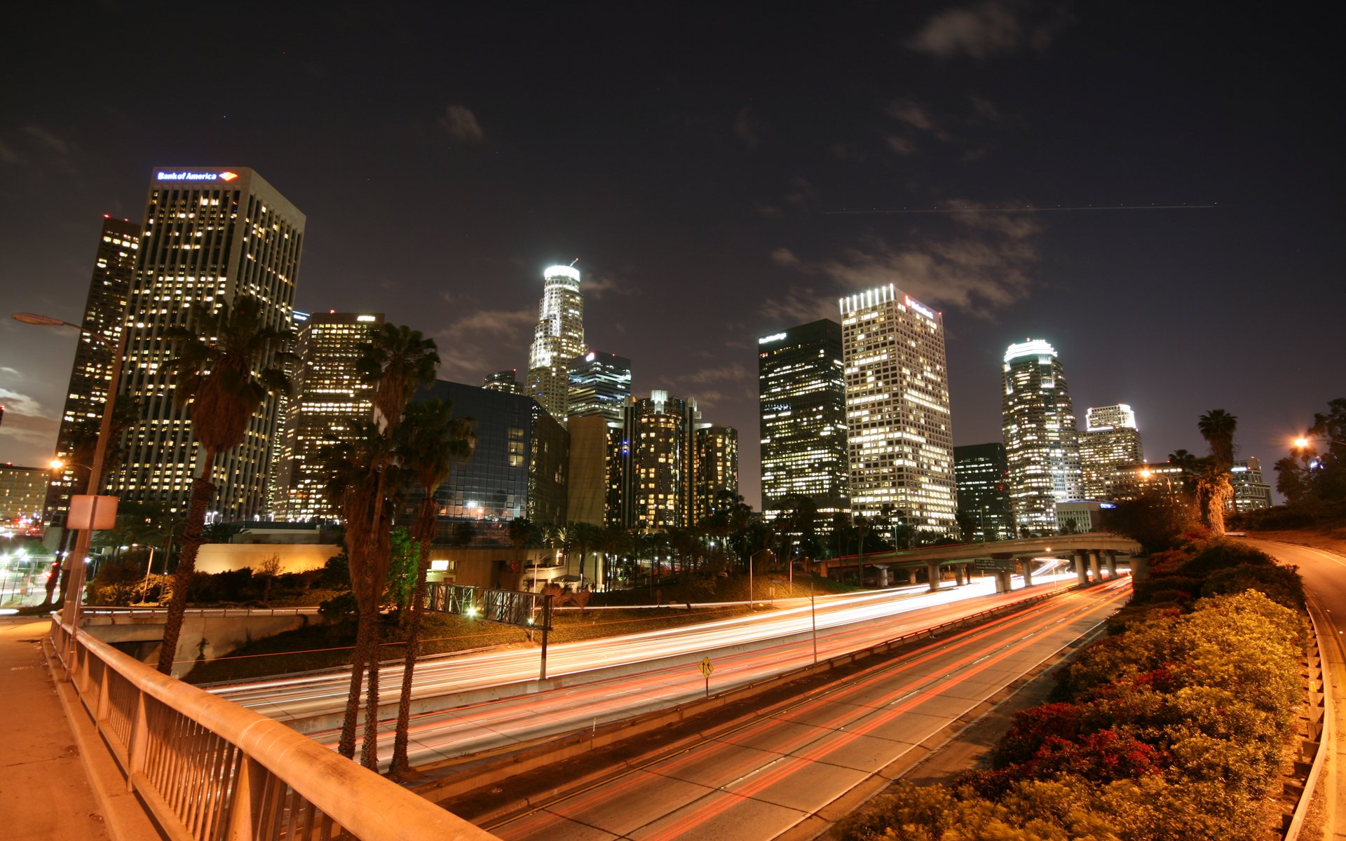 road buildings night light