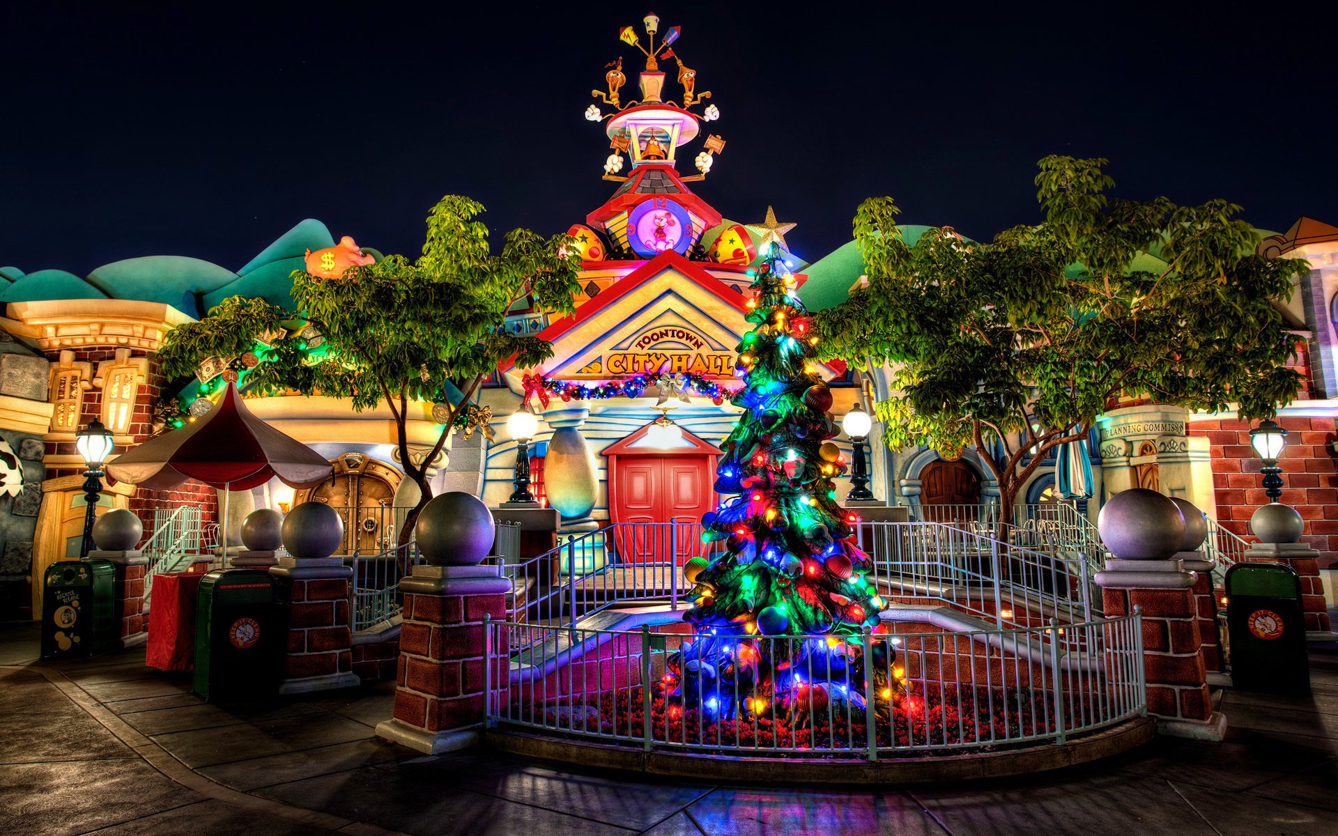 christmas огней new year disneyland ночь новый год disney город