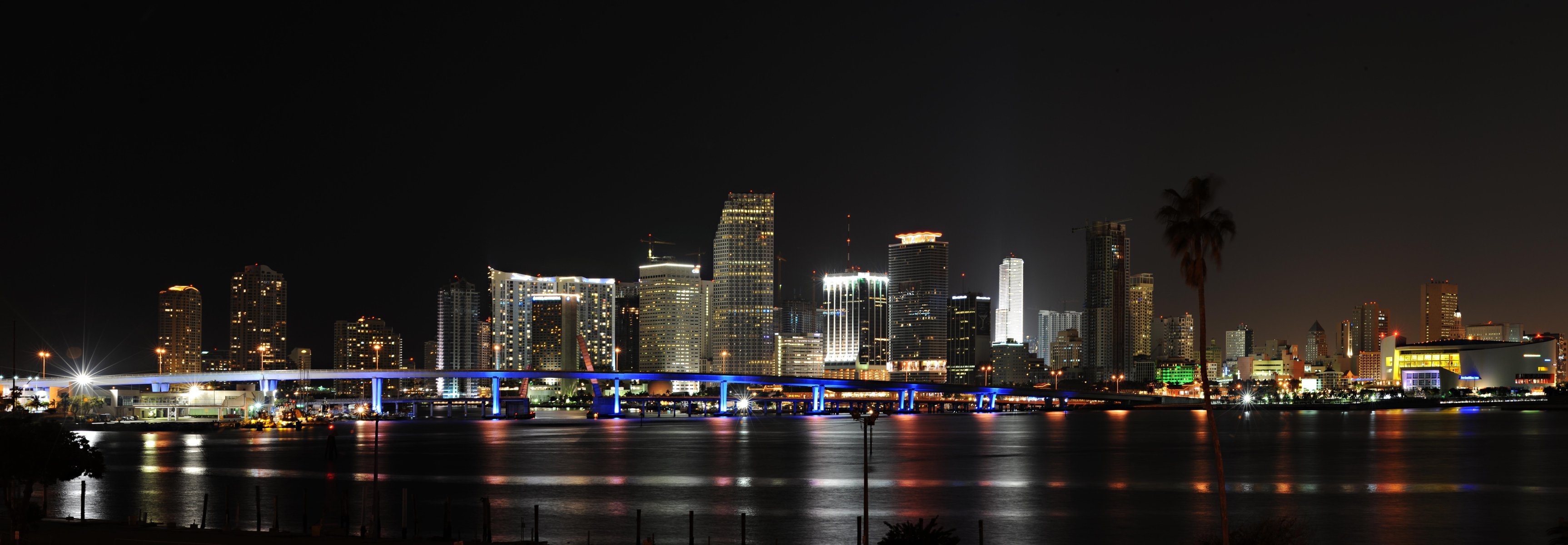 estados unidos miami panorama noche ciudad