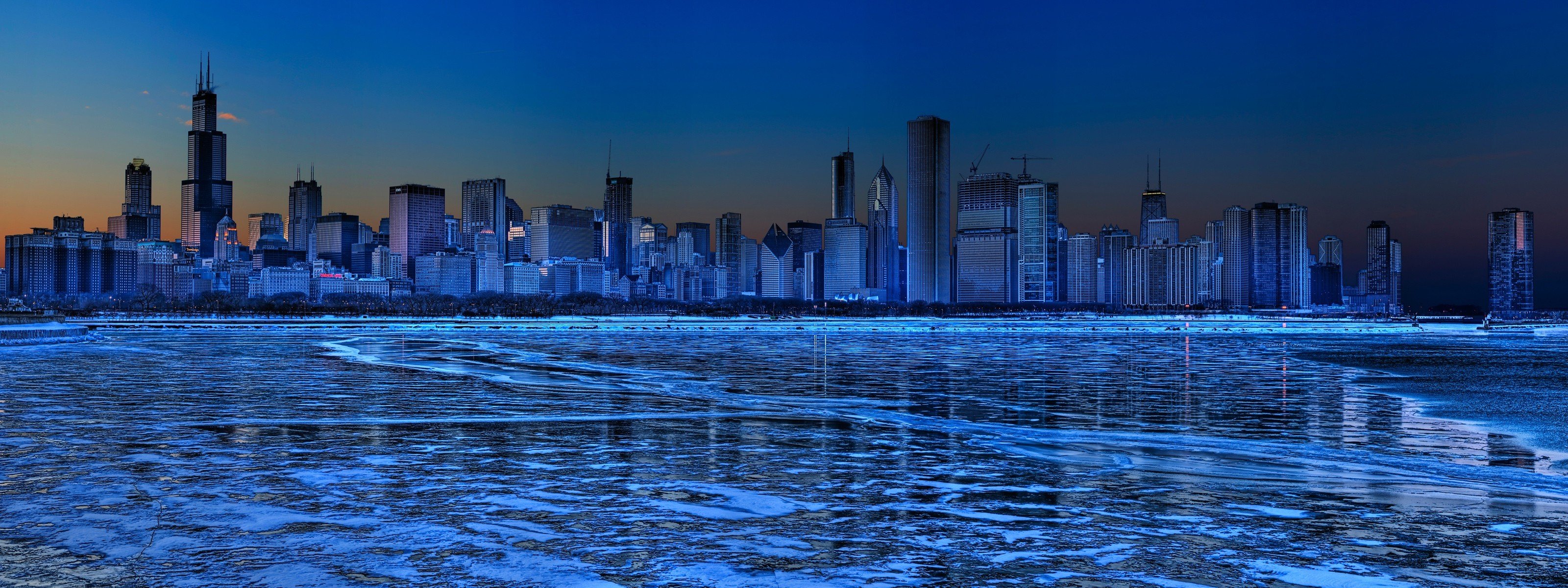 hiver glace gratte-ciel bleu panorama