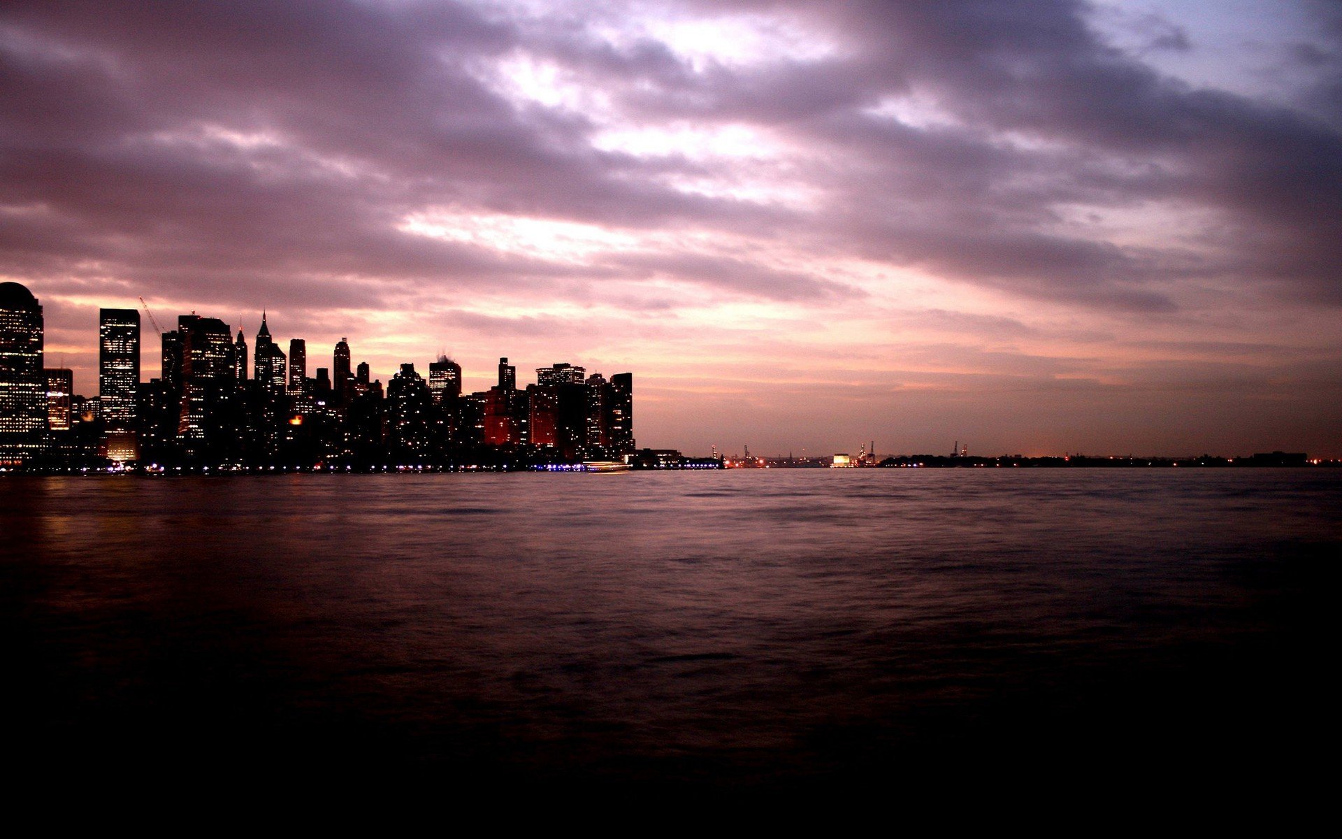 stadt abend meer lichter