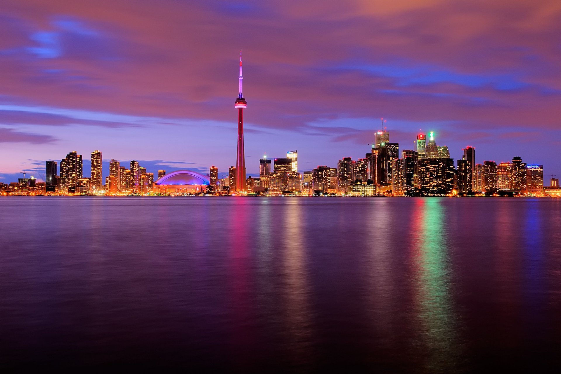 toronto canadá torre agua noche luces