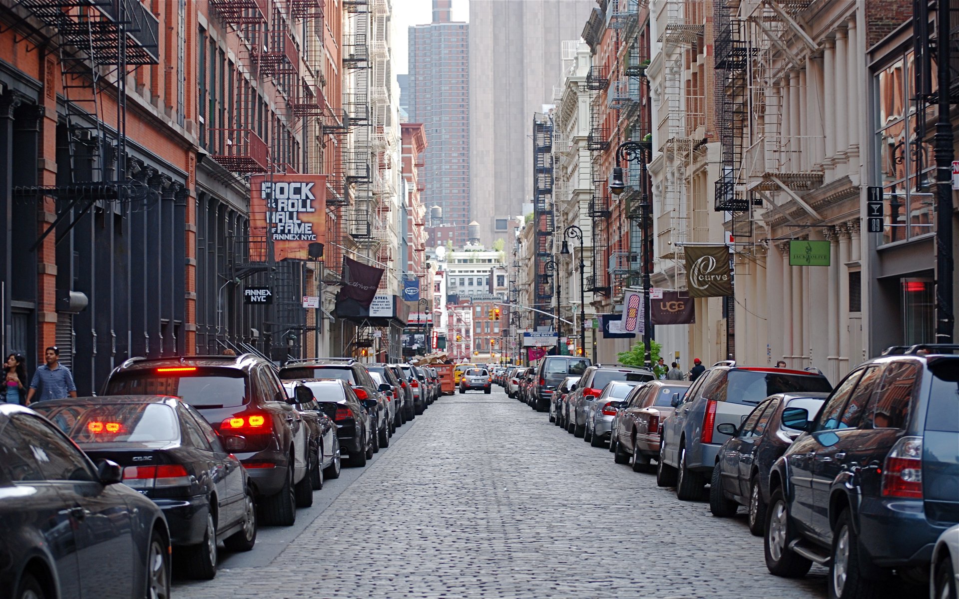 mercer street soho new york city straße gebäude autos