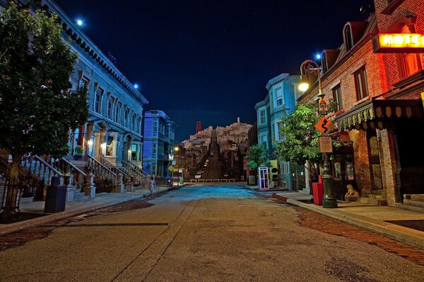 Calles de la ciudad nocturna de San Francisco