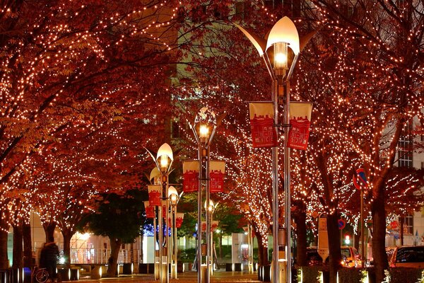 Luces de fiesta de la ciudad festiva