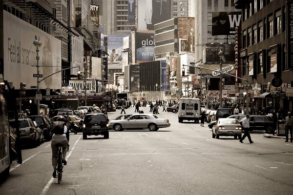 Crowds of people at the crossroads in the metropolis