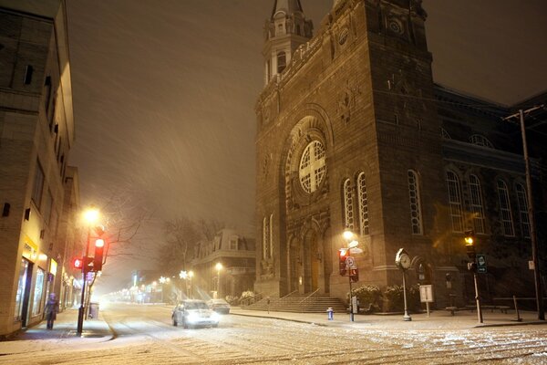 Nuit d hiver rue lanterne