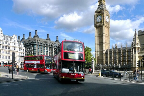 Bus à deux étages a Angleterre avec Big Ben