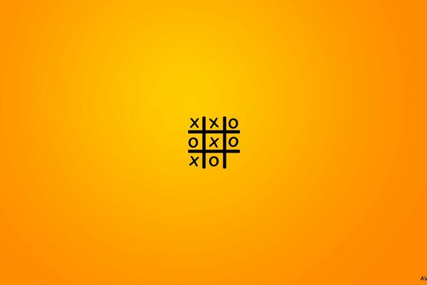 Tic Tac Toe, Minimalismus, orange Hintergrund