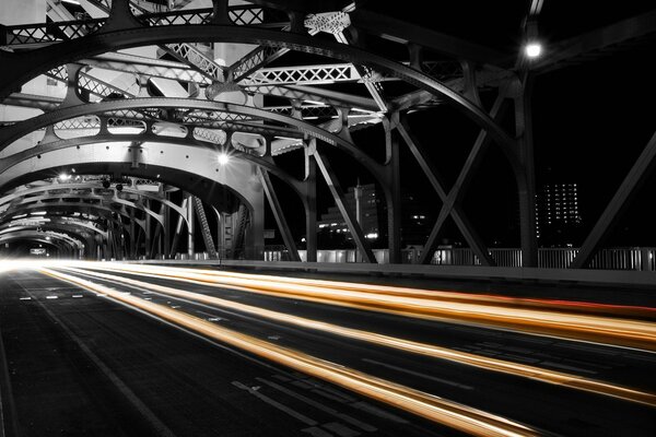 Night bridge with lights