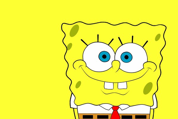 Żółty SpongeBob z okrągłymi oczami