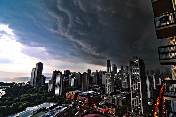 Nuage d orage sur Chicago