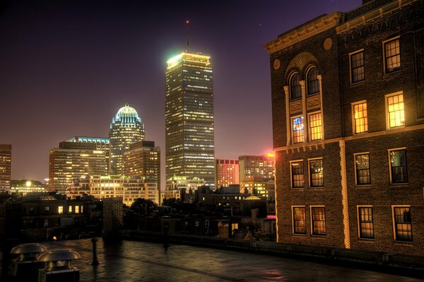 Boston at night opened the windows