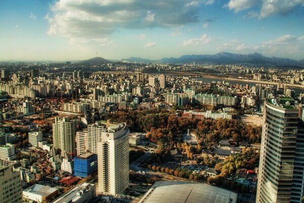 View of the city from the top of the mountain at home