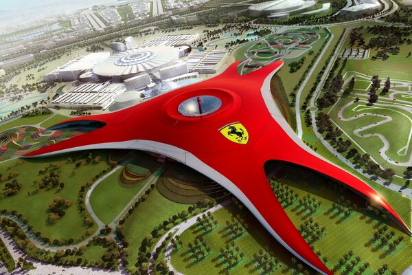 Dubai Ferrari world vista de pájaro